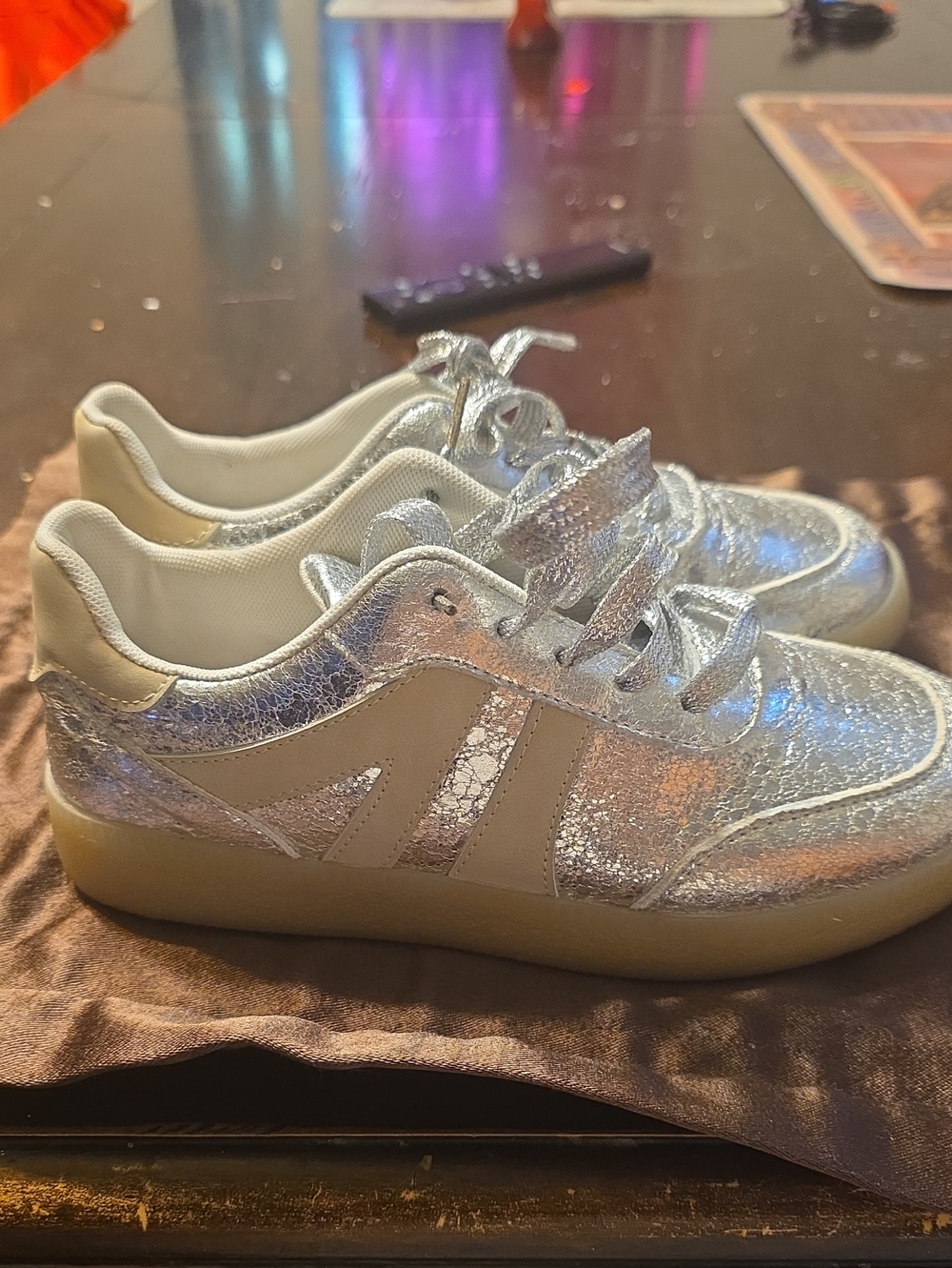 Kids Silver Sparkle Casual Sneakers - Brand